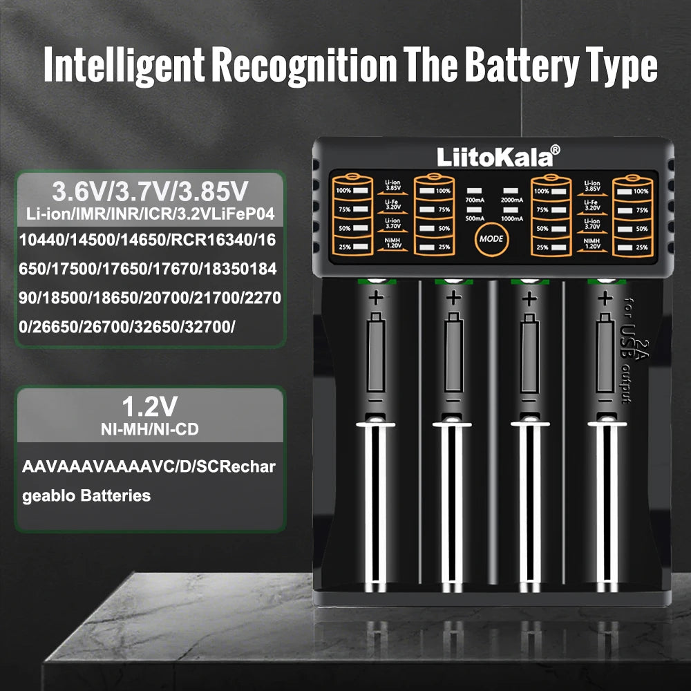 Liitokala Lii-402 Battery Charger for 18650 26650 16340 25500 14500 1.2V 3.7V 3.2V 3.85V AA/AAA NiMH Battery