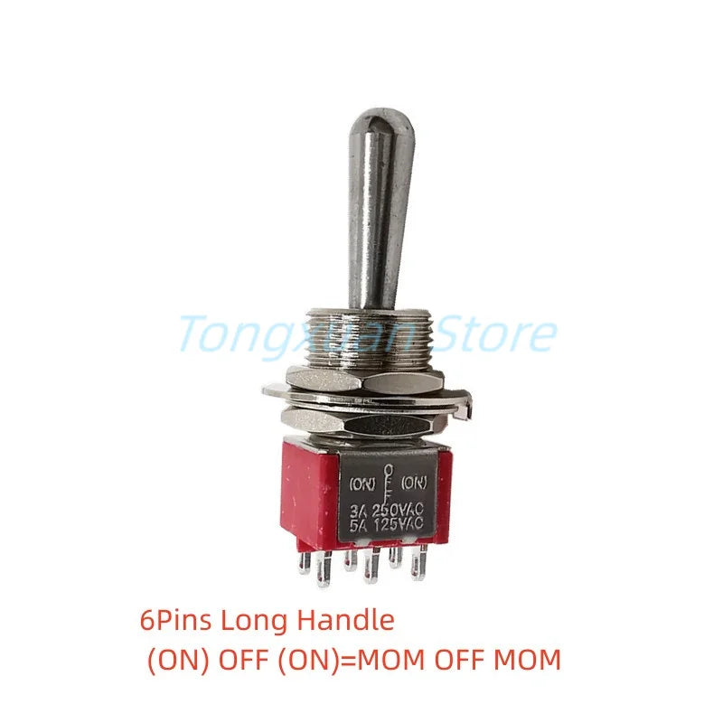 1pc SH T8013-Z1 12mm ON-OFF-ON SPDT DPDT 3/6Pin 2/3Position Maintained Toggle Switch Large Long Handle 3A 250VAC/5A 125VAC