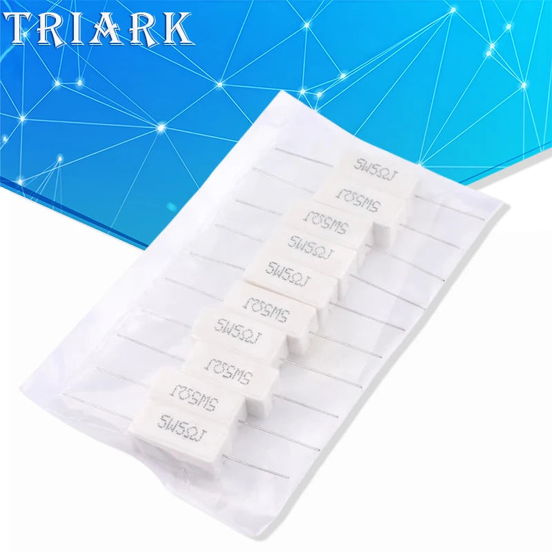 10PCS 5W 5% Cement Resistor Power Resistance 0.1~100K 0.1R 0.5R 1R 10R 100R 0.22 0.33 0.5 1 2 5 8 10 15 20 25 30 1K 10K 100k ohm
