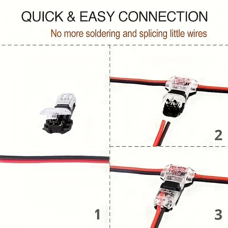 10/100PCS Wire Cable Snap In T2 Connector No-solder No-peel Quick Terminal Connections Joiners Auto Plug Electrical Accessories
