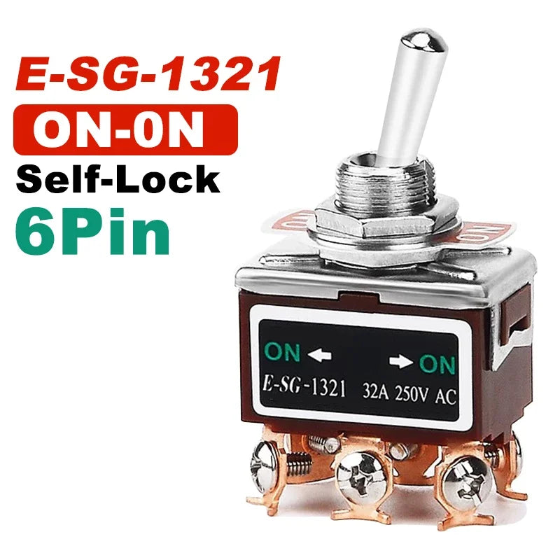 High Current Toggle Switch 2/3/4/6/8/9/12Pin Self Reset/Self-locking Switch Copper Pin 32A 250VAC Push Button Switch