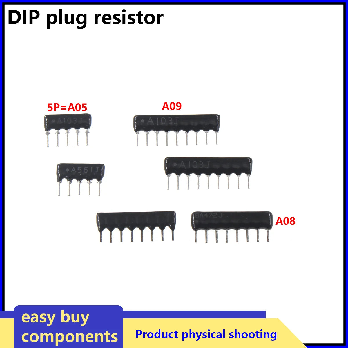 10/20pcs Exclusion Network Resistor Array 4PIN 5PIN 6PIN 7PIN 8PIN 9PIN 10PIN DIP4 DIP5 DIP6 DIP7 1K 4.7K 10K A102J A103J A472J
