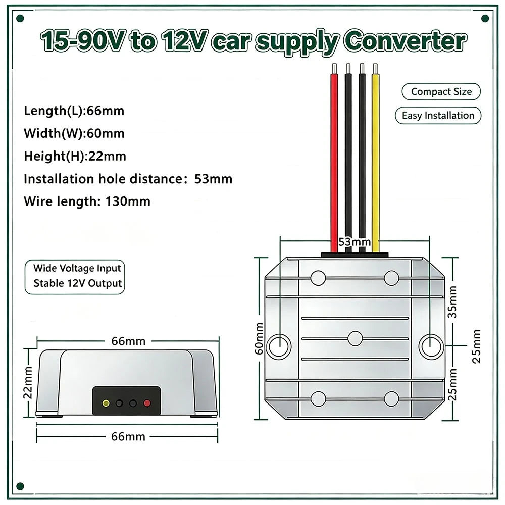 72V 48V 24V 36V 60V to 12V 3A-10A 15-90V to 12V Car Supply Converter Step-down Suitable for LED Power DC Module