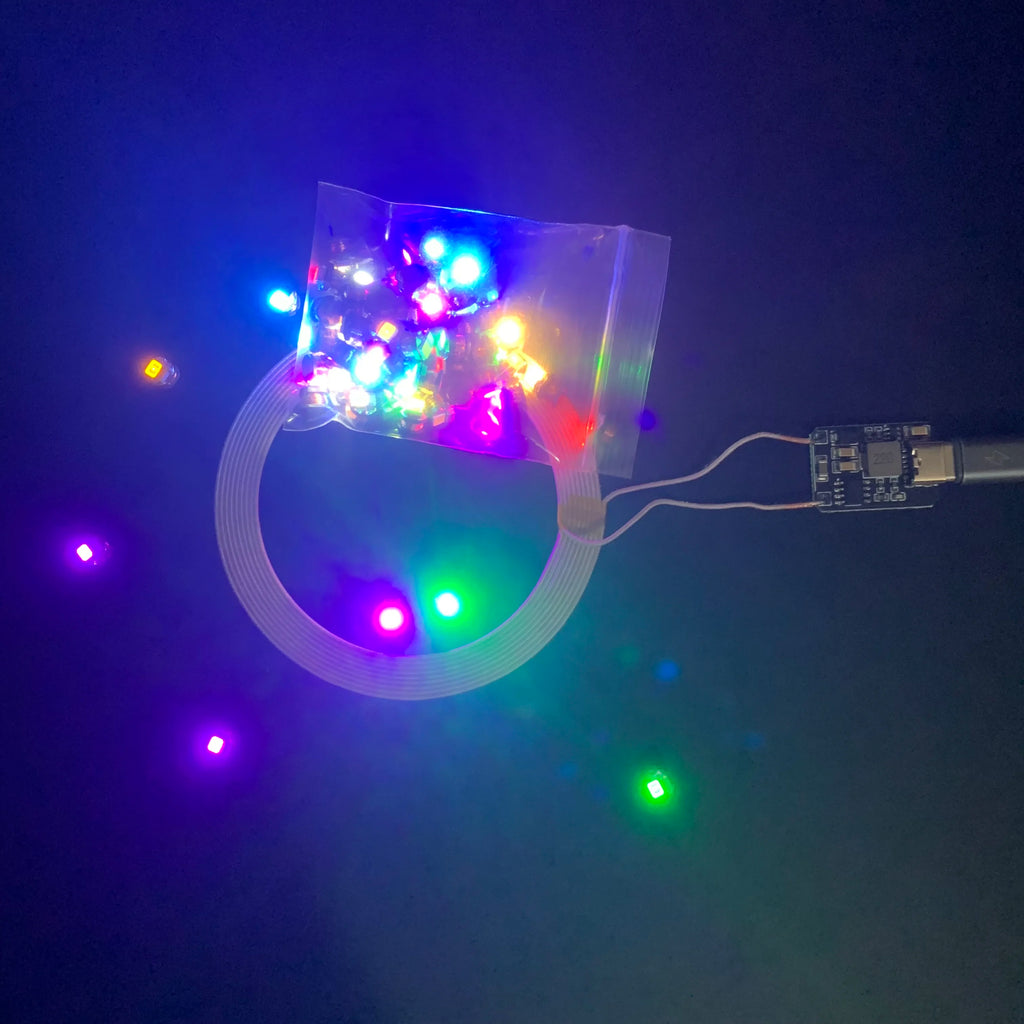 [ 0-120mm Wireless Power Supply ] USB 5V Wireless Transmitter Coil Induction 5PCS Receiver LED Light Lamp DIY Model Gundam Toys