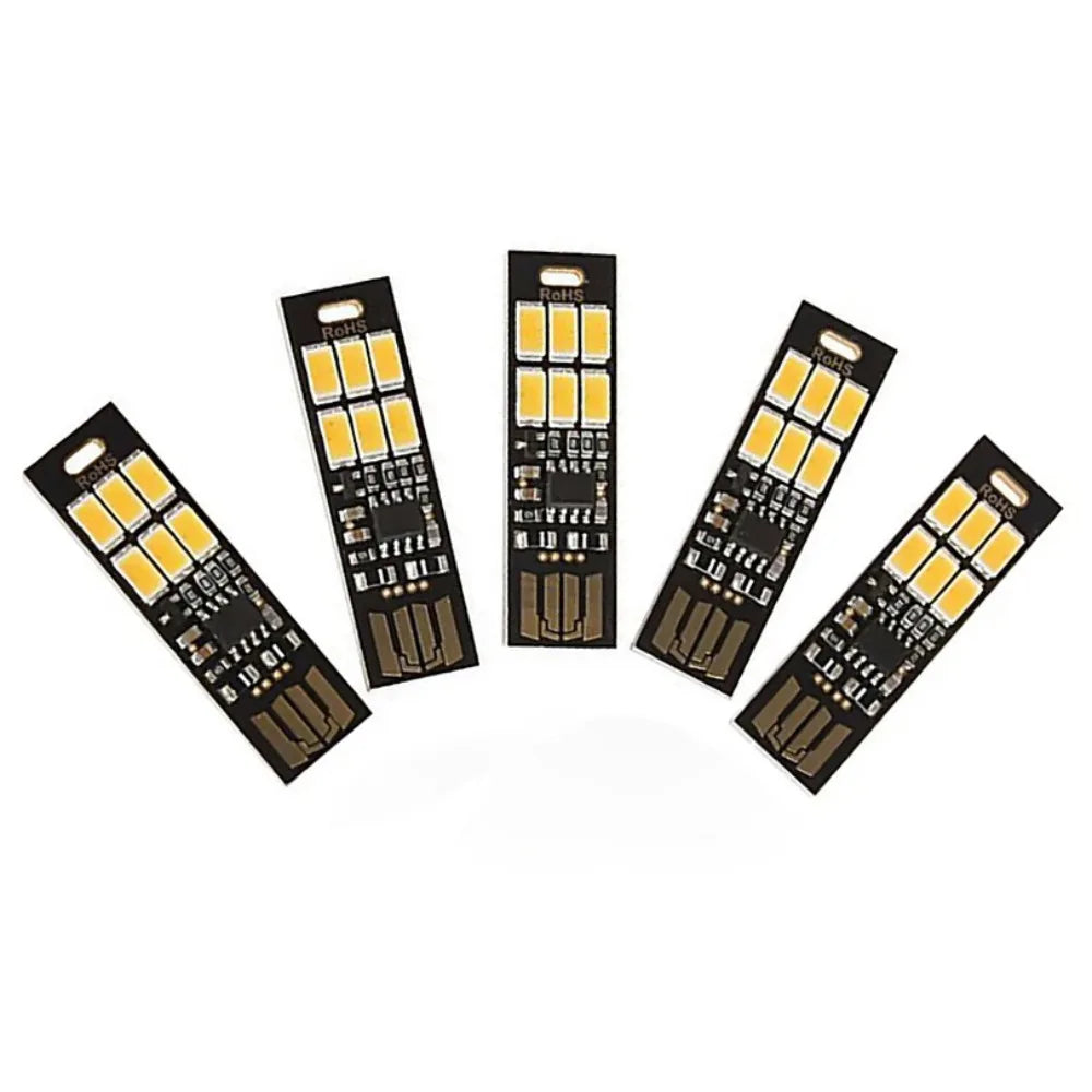 Mini Pocket Keychain Reading Night Lamp Dimmable SMD5730 USB Book Light Touch Control 6 leds Light For Laptop PC Power Bank
