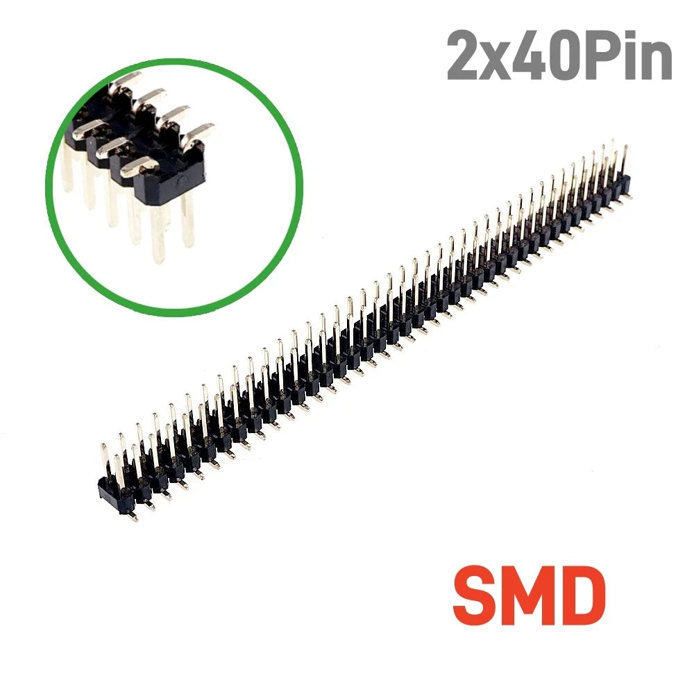 5 20 100 Pcs 2.54 MM Pitch Pin Header Male Dual Straight 90 180 Degree Single Row Right Angle SMD 1x40 Pin 2x40 Position