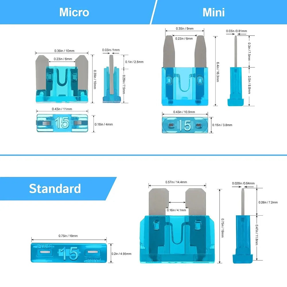 300Pcs Fuse Assortment Kit, Mini /Standard/Micro Blade Fuses Automotive Puller for Car/Truck(2/3/5/7.5/10/15/20/25/30/35/40A)