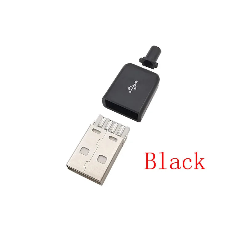 5Pcs/lot USB 2.0 Type A Male Plug 4 Pin Assembly Soldering Type Connector DIY Repair Charging Plug USB-A Adapter Connectors