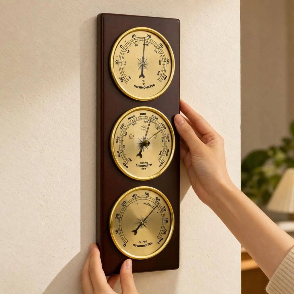 Classic Wall Barometer with Hygrometer and Thermometer for Accurate Indoor Weather Tracking Home Decor