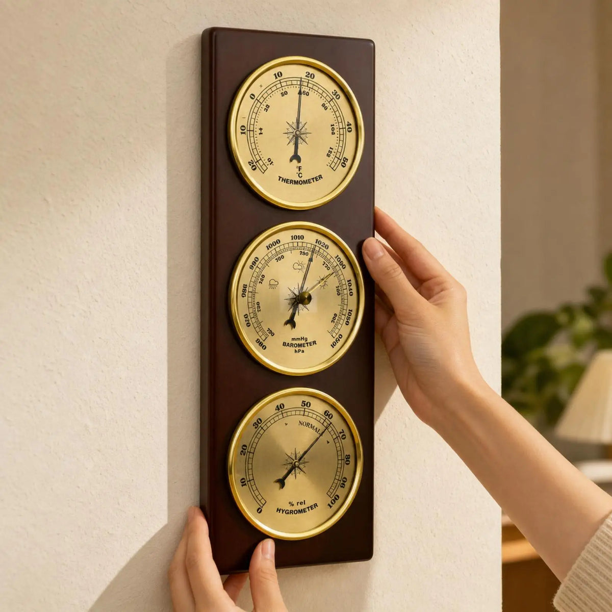 Classic Wall Barometer with Hygrometer and Thermometer for Accurate Indoor Weather Tracking Home Decor