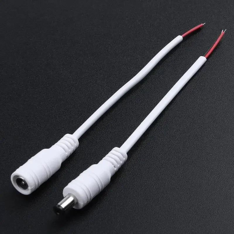 10pcs/lot Male Female DC Cable Power Adapter Connector 5.5x2.1mm Plug Adapter Wire for TV Camera LED Strip Tape Light wholesale