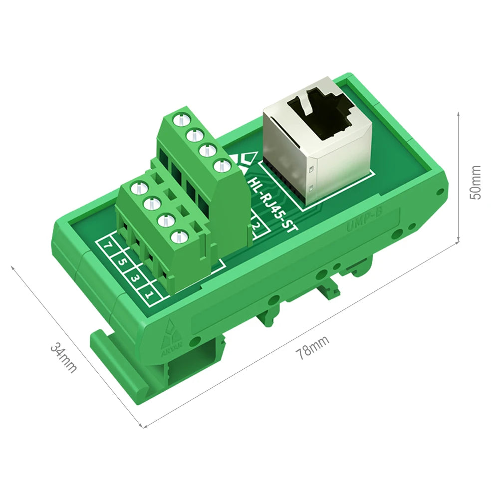 RJ45 Famele To Termianl Block Module RJ45 Vertical and Horizontal Breakout Board RJ-45 Splitter Adapter Din Rail Mounting