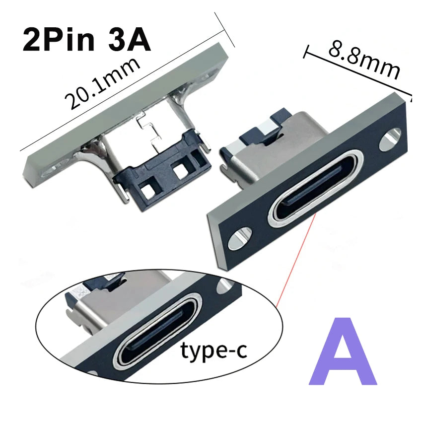 2/5/10pcs Type C USB 3.1 Socket With Screw fixing plate Type-C USB Jack 3.1 Type-C 2Pin 4Pin 5Pin 6Pin Female Connector Jack DIY