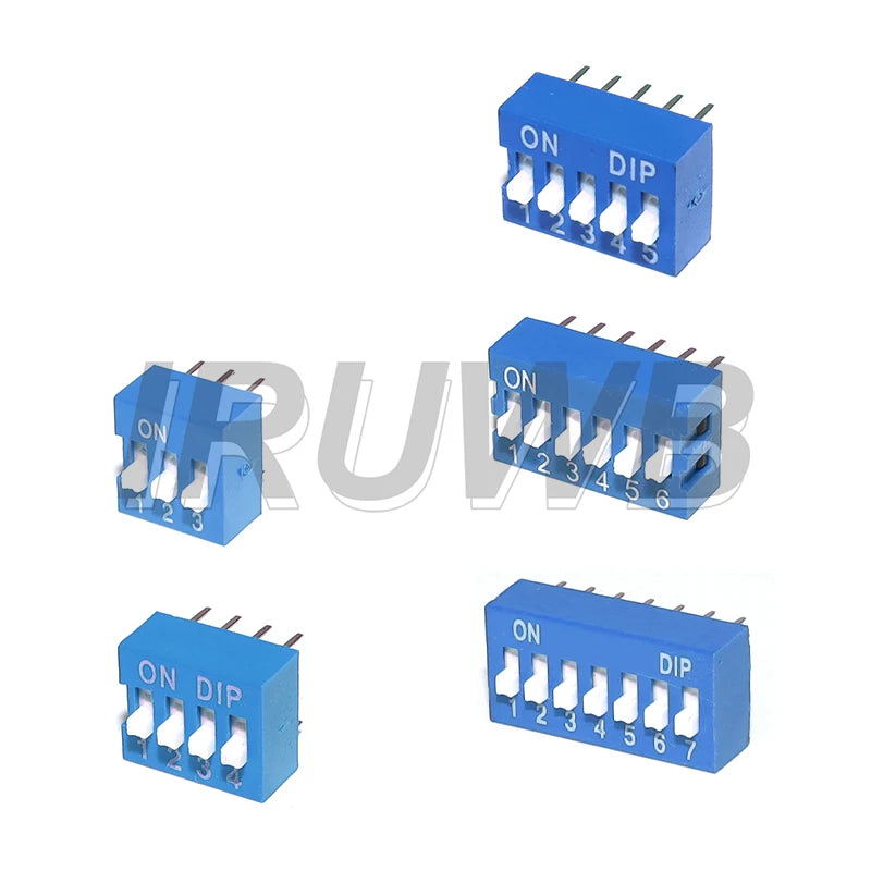 10PCS 1 ~ 12 Bit 2.54mm Position Way DIP Slide Type Switch Module Blue/Red Pitch Toggle Switch For PCB 8PIN 6PIN