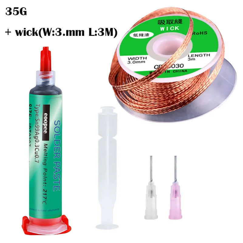 Sn99Ag0.3Cu0.7 Lead Free Solder Paste Needle Tube for PCB/BGA/SMD Soldering USB Socket Repair Tin Welding Solder Paste 20-38um