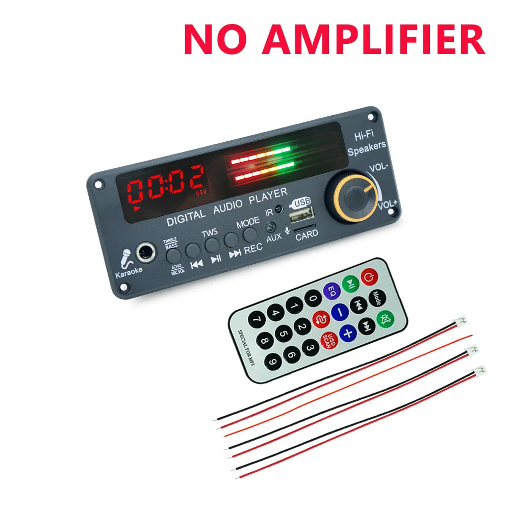KEBIDU 200W Amplifier Bluetooth 5.3 MP3 Decoder Board Hands-free Car Wireless MP3 Player Mic USB TF FM Radio TWS Music Player