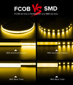 FCOB LED Strip 12V Flexible 5mm 8mm Width High Density Blue White Red Green Pink Yellow Flexible Dimmable RA90 Cob LED Strip