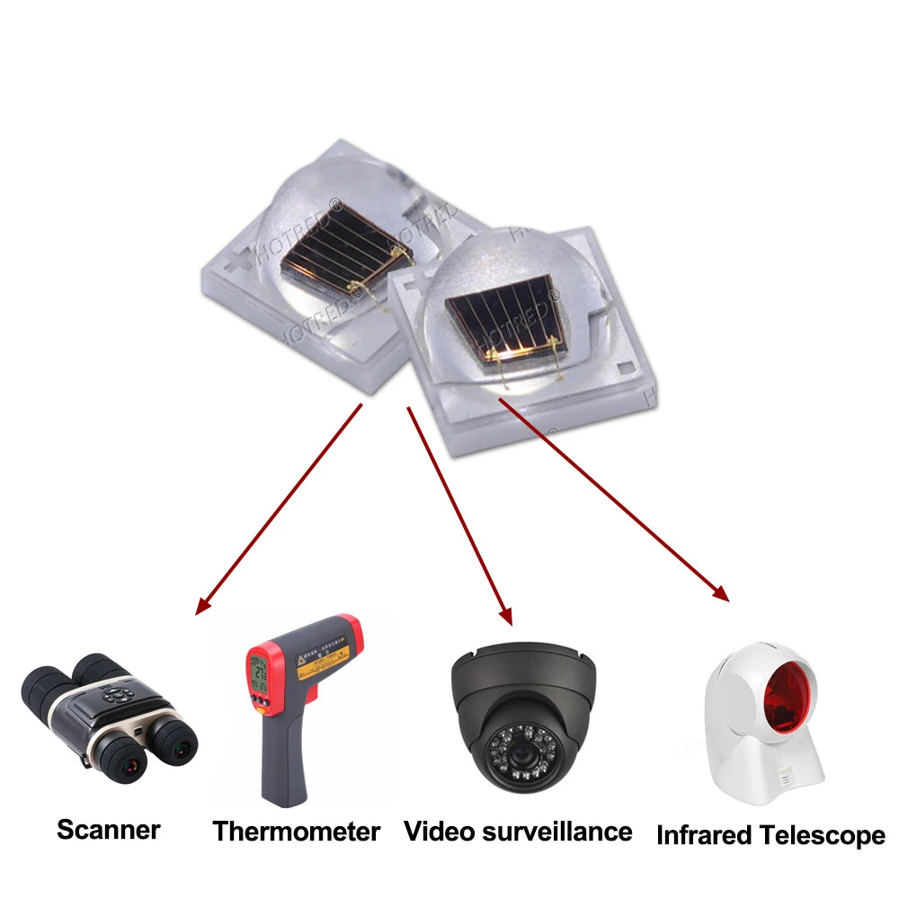 1W 3W High Power 3535 LED Chip IR 1000nm 1050nm1200nm1300nm 1500nm 1600nm Infrared FarRed Diode Lamp for DIY Night Vision Camera