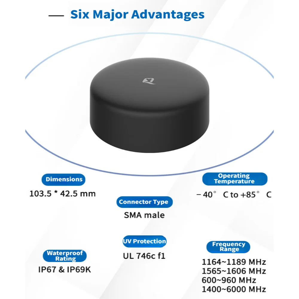 Quectel Multi-Band High-Gain 5G/GNSS Positioning 5-in-1 Combination Antenna 4G LTE MIMO GPS Dual-Band Antenna SMA 300mm Cable