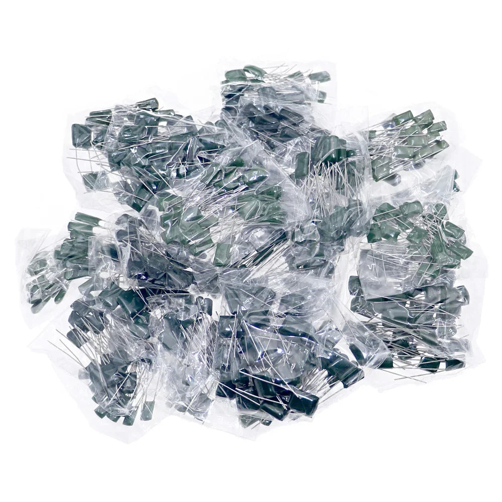 620pcs 31Value 100V Mylar Film Capacitor Assorted Kit 0.22NF-470NF Capacitor pack 2A102 2A103 2A104 2A221 2A222 2A223 2A224