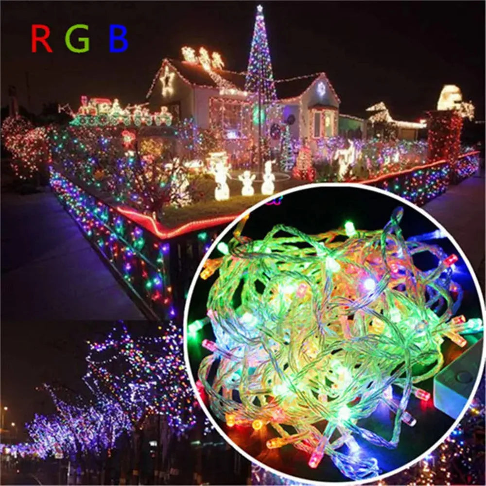 Holiday Outdoor 100 LED String Lights 10M 220V 110V Christmas Xmas Wedding Party Decorations Garland Lighting Christmas light