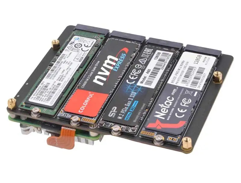 X1011 Raspberry Pi5 PCIe to M.2 NVMe 4-Ports SSD Board HAT Pi 5 Four-Times 2280