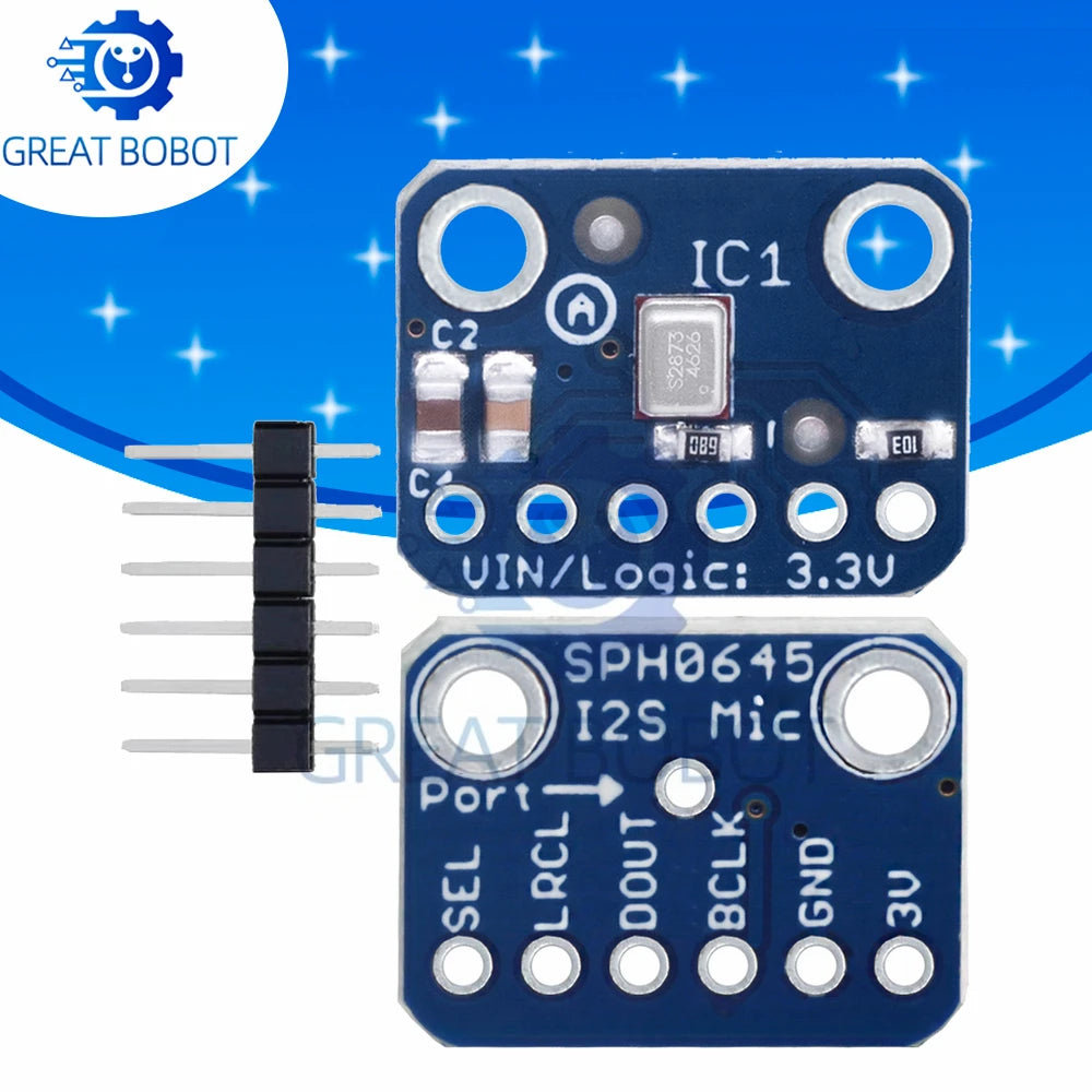 1~10PCS "SPH0645LM4H I2S MEMS Microphone Breakout (1.6V-3.6V) - Compatible with Arduino & Raspberry Pi