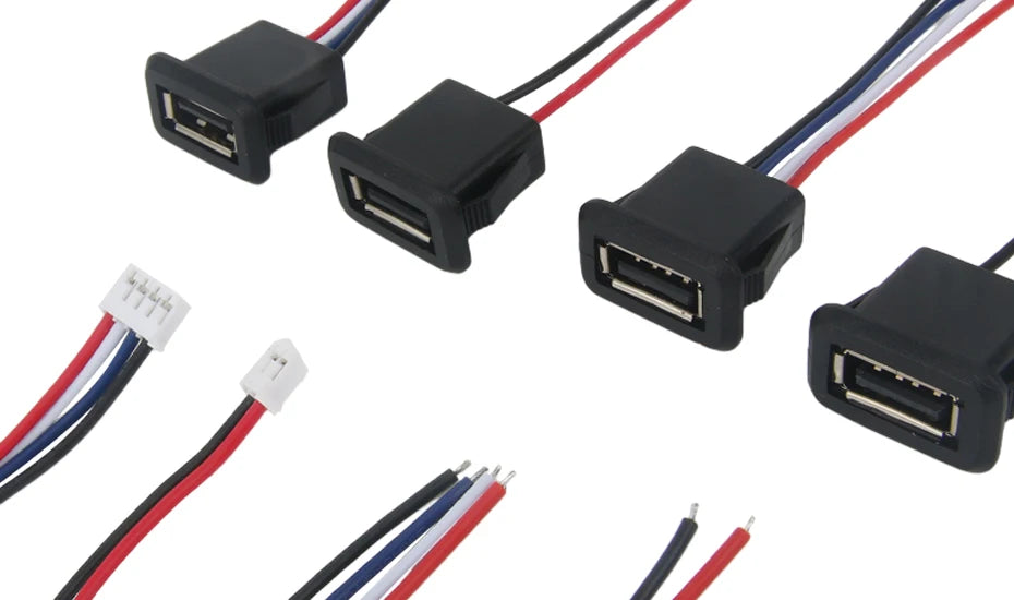 1-10pcs 2 Pin 4 Pin USB 2.0 Female Power Jack 2P 4P USB 2.0 Charging Port Connector Data Interface with Cable USB Charger Socket