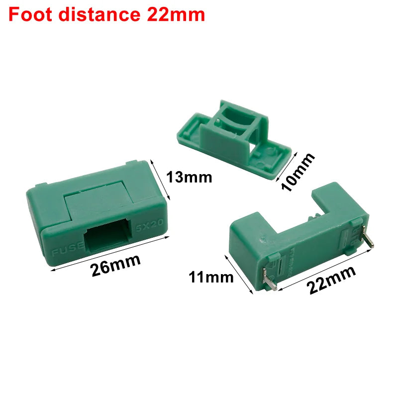 （10-50PCS）BF-012 5x20mm Fuse Holder With 5*20mm 0.2A-10A 250V Glass Tube Fuse For PCB Panel Mounting Foot distance 15mm 22mm