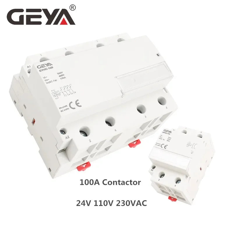 GEYA GYHC 2Pole 100A Modular Contactor 2NO 2NC 1NO1NC 220V Automatic Household Contactor Din Rail Type ICT 50/60Hz