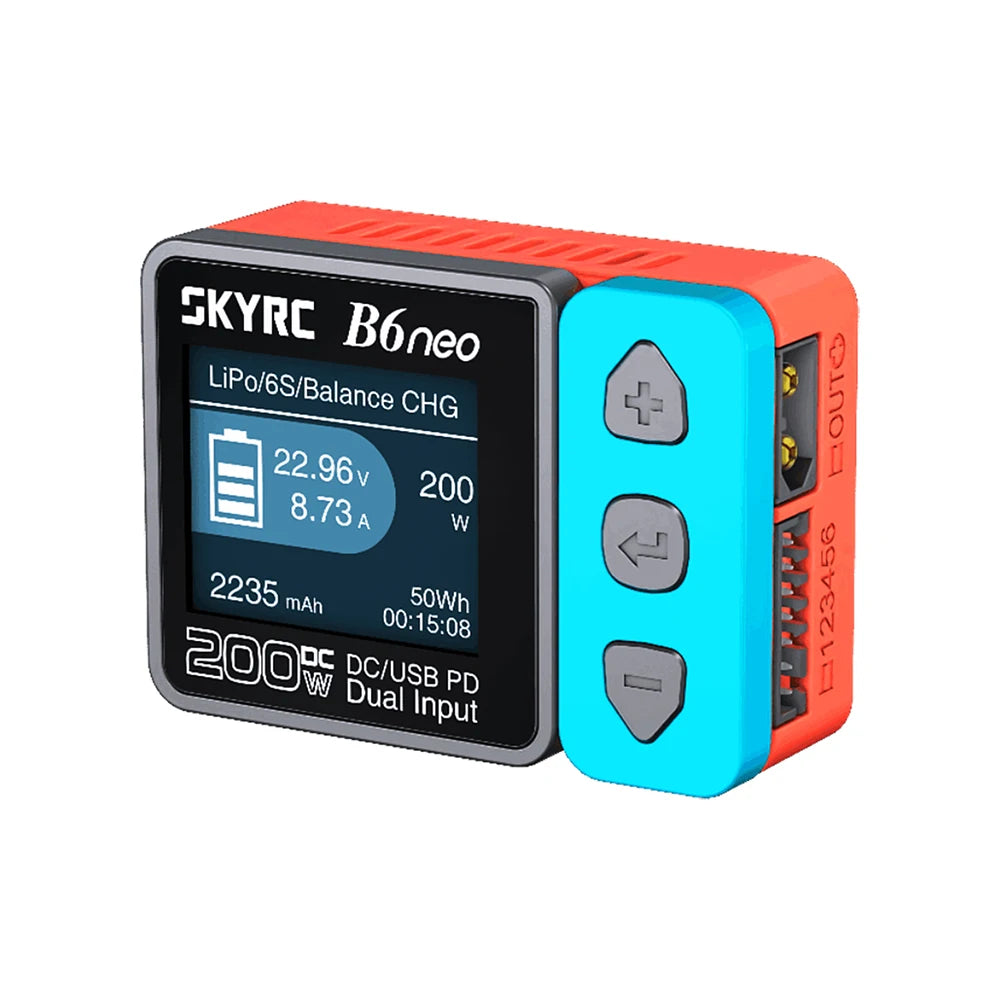 SkyRC B6 Neo Smart Charger DC 200W PD 80W LiPo Battery Balance Charger SK-100198 Compact 6S Charger Discharger