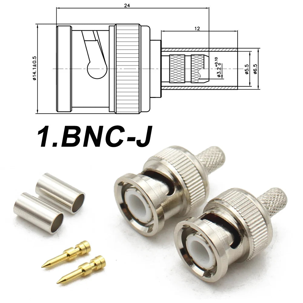 Q9 BNC 50ohm-3mm Coaxial cable Connector BNC Male Female Plug Right Angle RG58 feeder Connector Fast Delivery