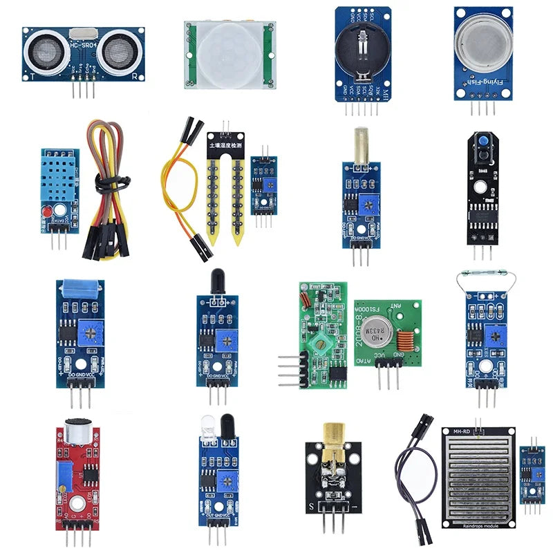 DIYTZT Raspberry pi 2 3 The Sensors Module Package HC-SR04 501 DHT11 DS3231 KY-008 Sound Rain Soil Sensors for Arduino KIT