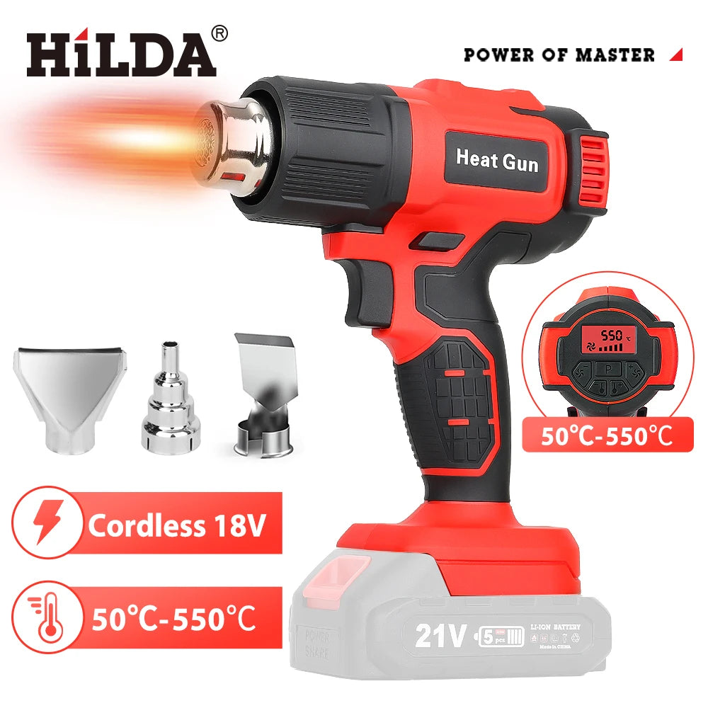HILDA Heat Gun Cordless Hot Air Gun Handheld Electric DIY Heat Gun Temperatures Adjustable For Makita 18V Battery (No Battery)