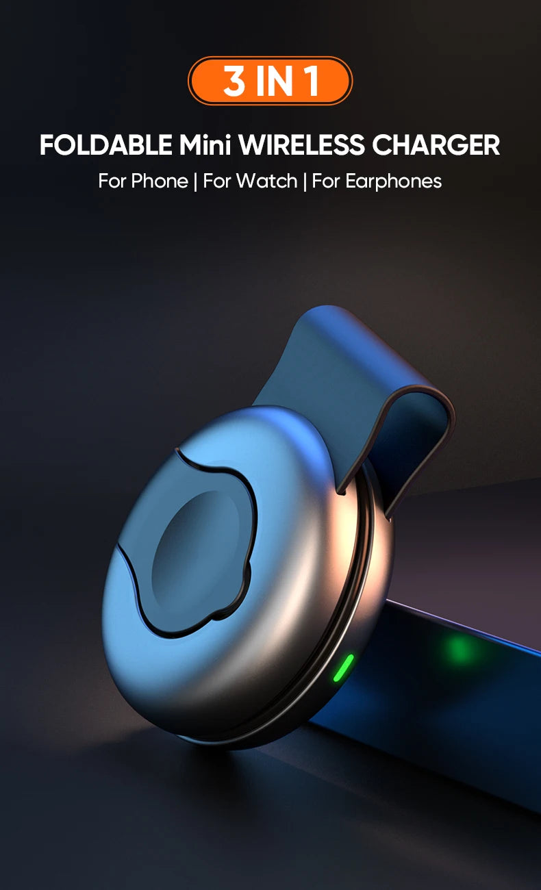AUFU 3 in 1 Wireless Charging Station Fast Magnetic Foldable Travel Charger Station for iPhone 16 15 14 Pro Apple Watch Airpods