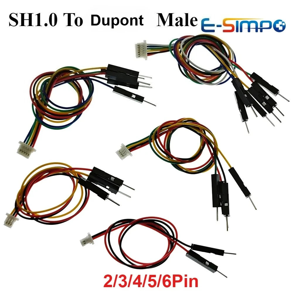 5pcs SH1.0 2P/3P/4P/5P/6P to Du pont 2.54 1P Male/Female Line Electronic Wire Connector Color Cable 20/30cm for STEMMA QT/QWIIC