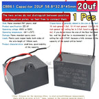 1pcs CBB61 Fan Starting Capacitor 450V 0.8/1/1.2/1.5/2/2.5/3/3.5/4/4.5/5/6/7/8/10/12/15/18/20UF Ceiling Fan Hood Motor Capacitor