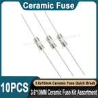 10PCS 3.6*10MM Ceramic Fuse Kit Assortment 250V F0.5A 500MA F1A F2A F3A F3.15A F4A F5A F6.3A F8A F10A F15A F20A Ceramic Fuse