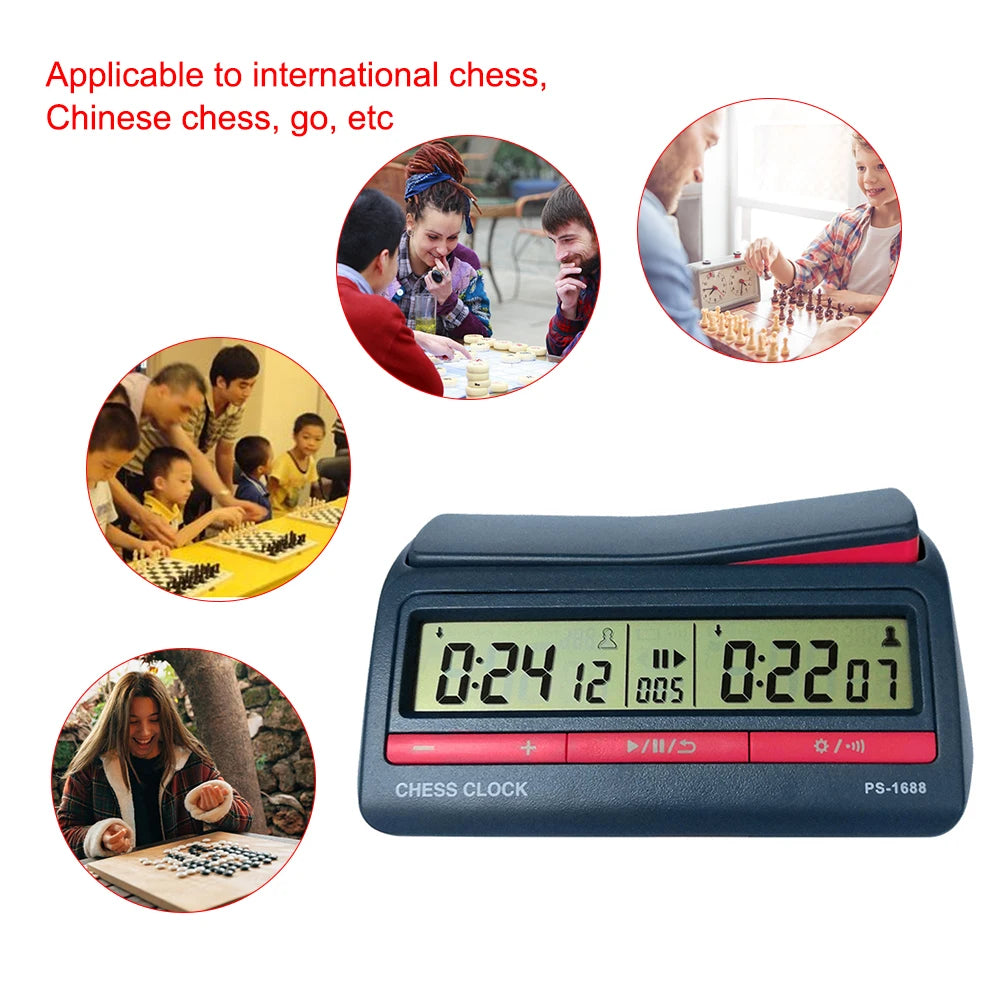 Chess Clock Professional Chess Digital Timer Multipurpose Chess Competition Game Stopwatch with Basic Bonus Count Up Down Timer