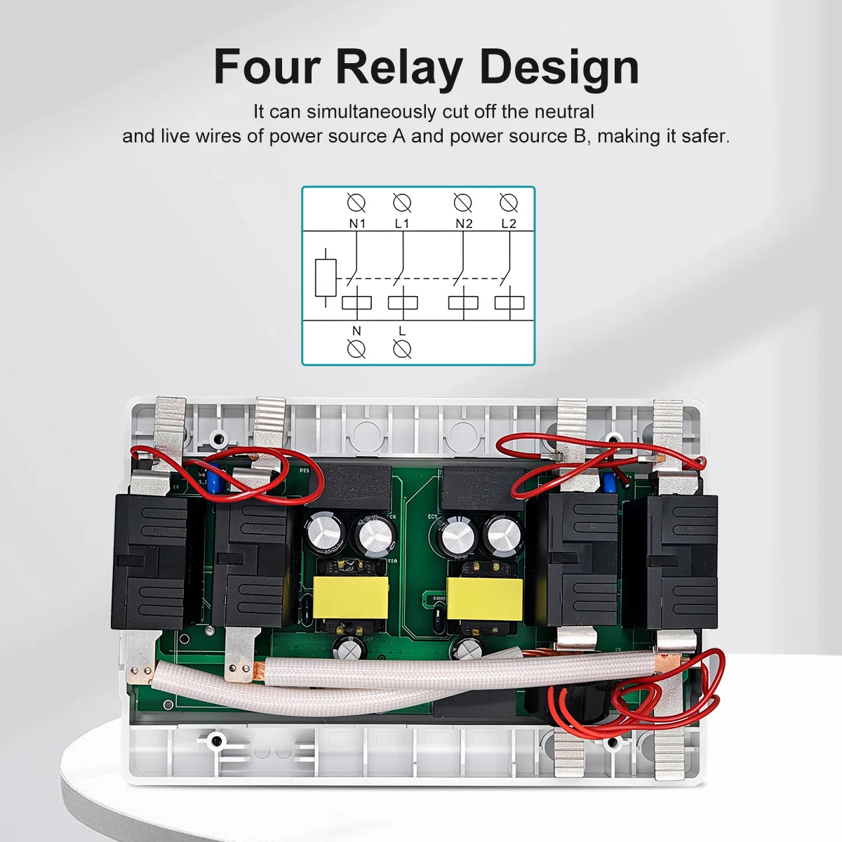 TOMZN 63A Intelligent Relay Type Dual Power Automatic Transfer Switch Over/Under Voltage & Overload Protection LCD Display