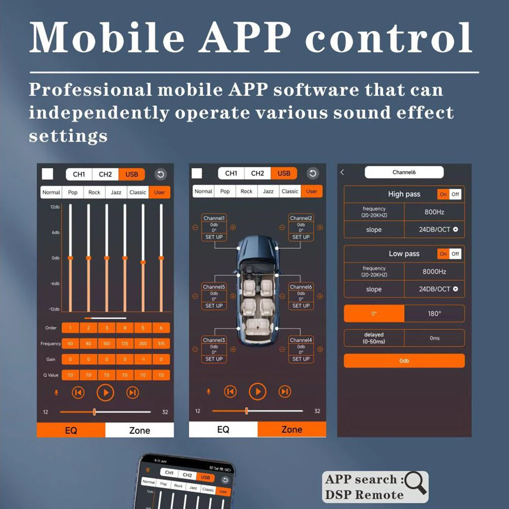 Car DSP Digital Audio Processor Support APP Control Navigation Sound Quality Enhancement Effect for Car Audio Enhancement
