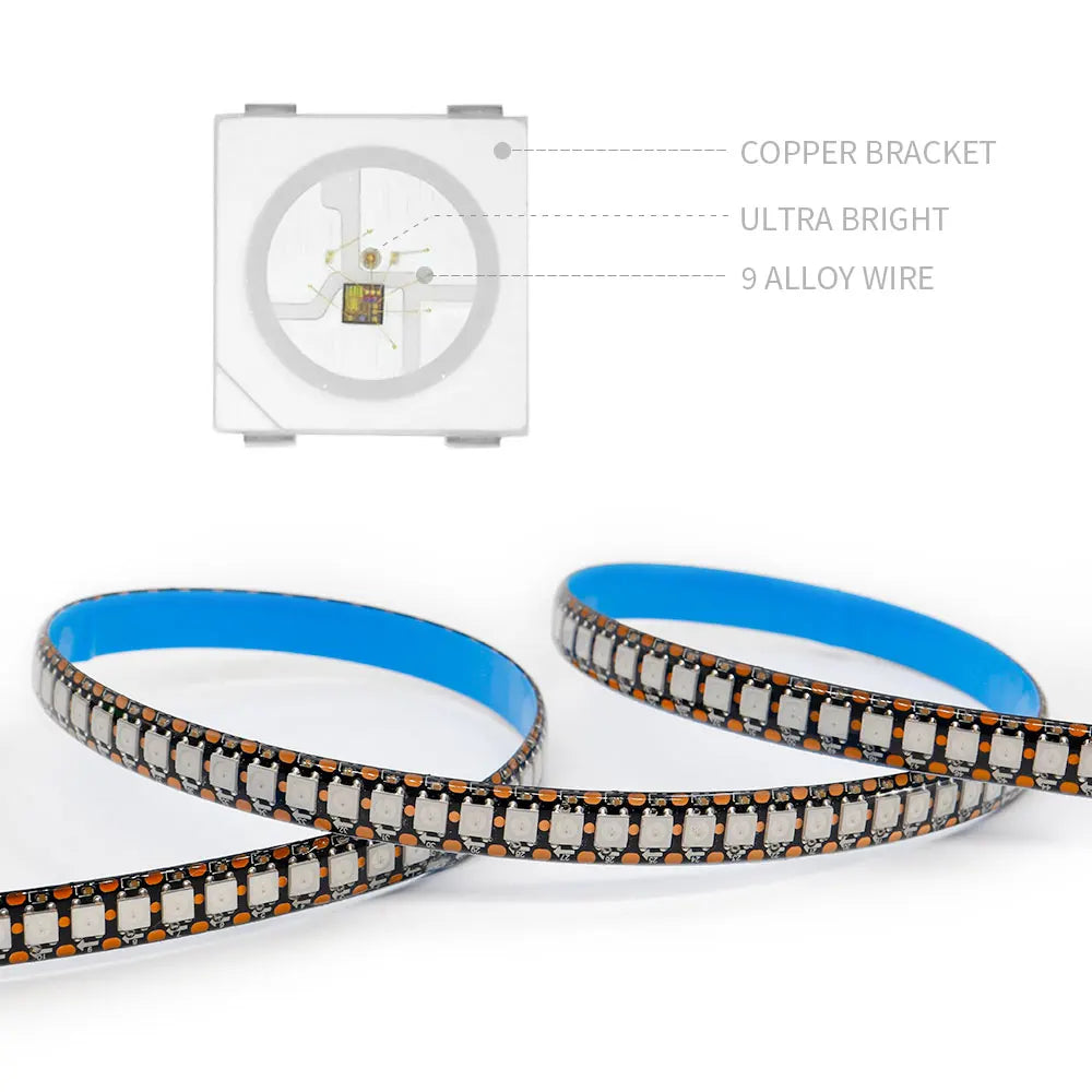 WS2812B DC5V Individually Addressable Led Strip 30/60/74/96/144leds/m WS2812 5050 RGBIC Smart Pixels Led Light IP30/65/67 DC5V