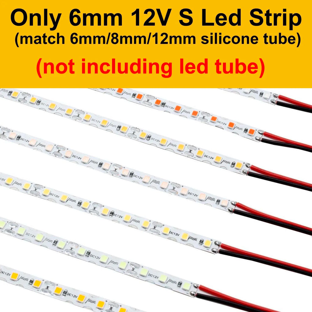 6mm 8mm 12mm S Bendable Separate Flexible Silicone Neon 3528SMD Led Strip 12V For LED Neon Sign Waterproof IP67