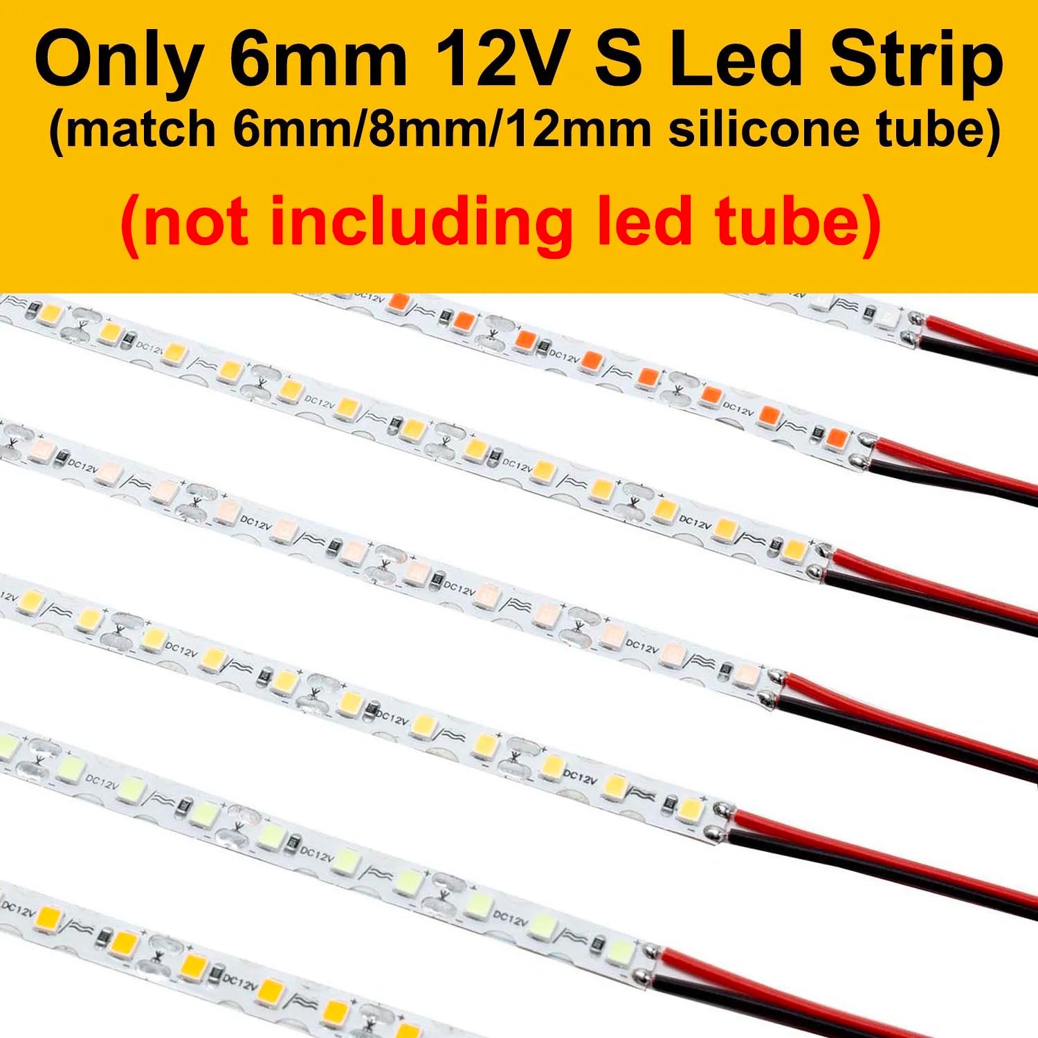 6mm 8mm 12mm S Bendable Separate Flexible Silicone Neon 3528SMD Led Strip 12V For LED Neon Sign Waterproof IP67