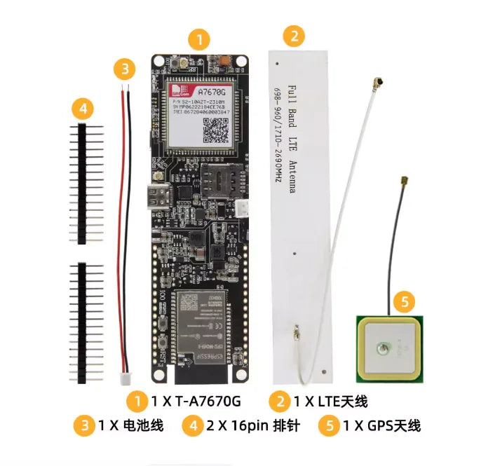 LILYGO T-A7670E R2 4G LTE CAT1 ESP32 Support GSM GPRS EDGE