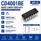 (10 pcs) CD4001BE DIP-14/CD4001BM SOP-14 CD4001 NOR Gate Quad 2-Input CMOS 3V-18V 15uA