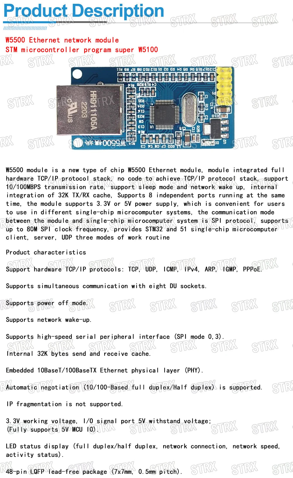 New W5500 Ethernet network module hardware TCP / IP 51 / STM32 microcontroller program over W5100
