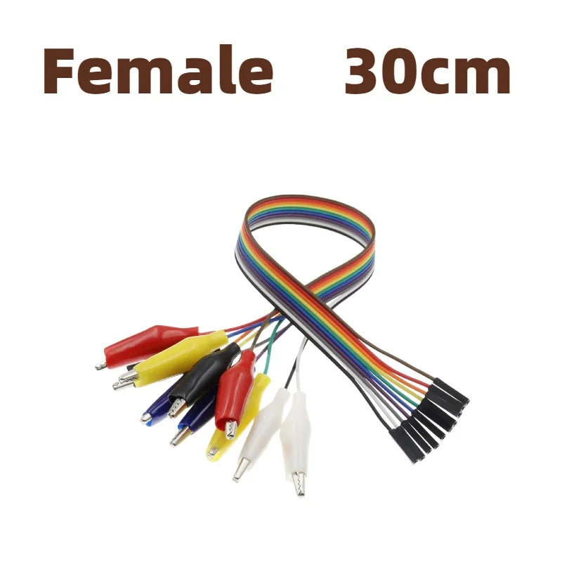 10pcs-5-1pcs 20cm 30cm Alligator Clip To Dupont Wire 10Pin Male Crocodile Clip To Jumper Wire 10pin Female Test Lead for Arduino