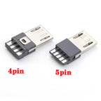 5pcs/lot Micro USB 4pin 5PIN Male Connector Plug Metal Shell Welding Wire Data OTG Line Interface DIY Data Cable Plug