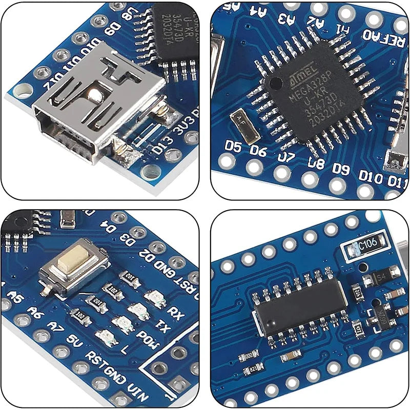Mini / Type-C / Micro USB Nano 3.0 with The Bootloader Compatible Nano Controller for Arduino CH340 USB Driver 16Mhz ATMEGA328P